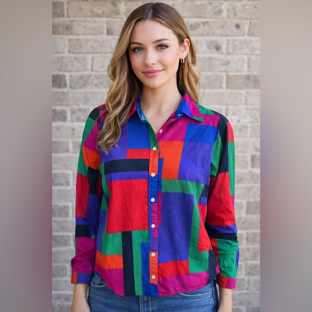 Ralph Lauren Color lock Women’s Colorful Geometric Top size Medium